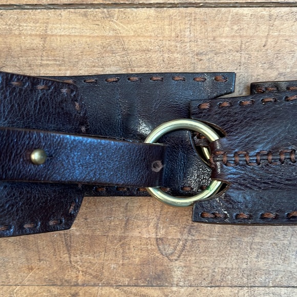 Johnny Farrah hand stitched brown leather belt. - Picture 3 of 6